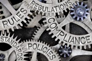 compliance polices regulations and rules written on gears